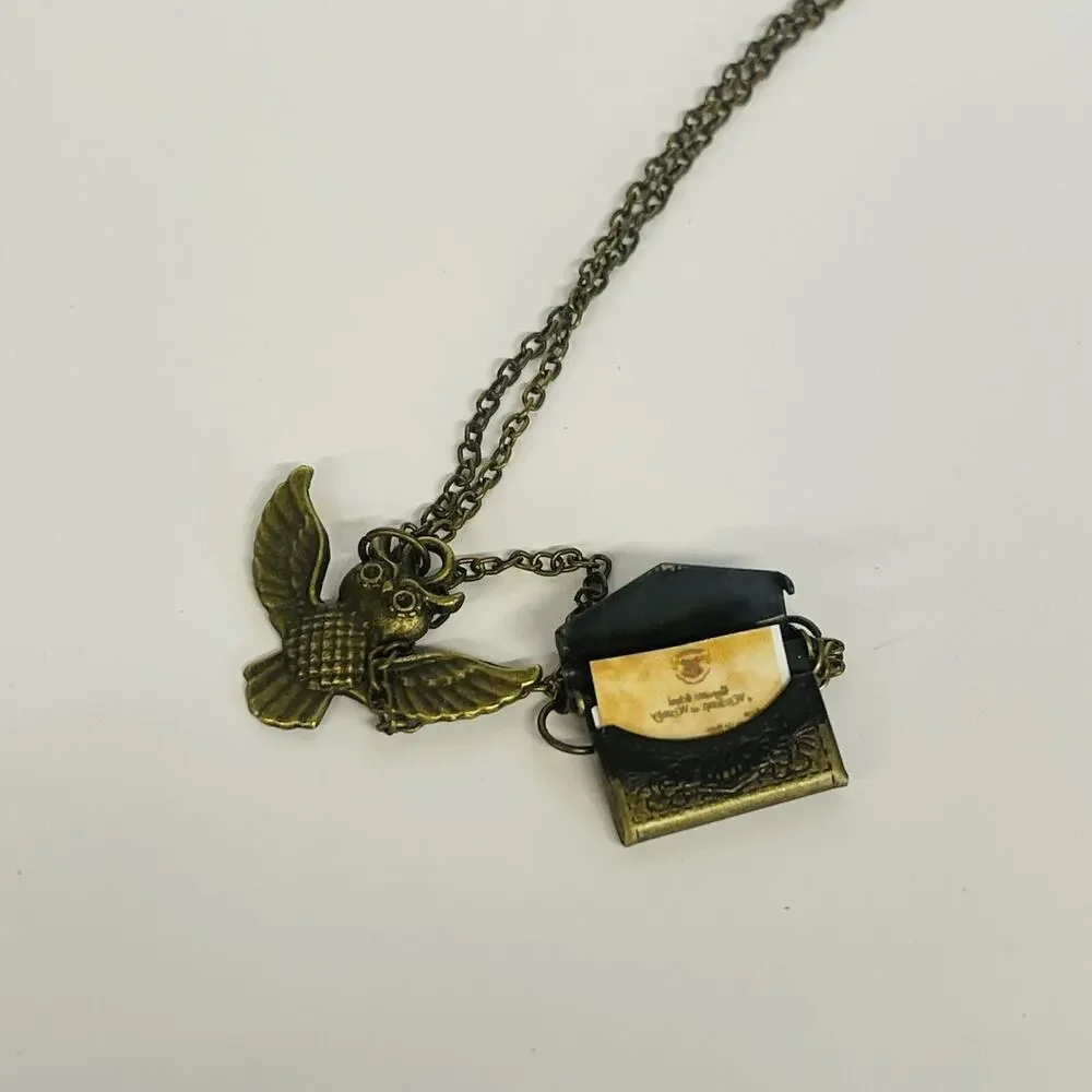 2 Hogwarts‎ Letter Harry Potter Owl With Envelope Pendant Vintage Style Necklace